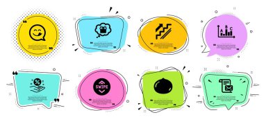 Macadamia fındık, Anket sonuçları ve Hediye rüya simgeleri ayarlayın. Yukarı kaydırın, Kredi yüzdesi ve Posta mektup işaretleri. Vektör