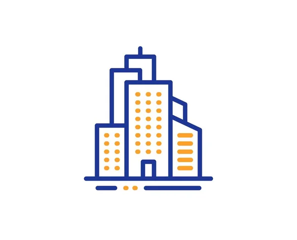 Edificios de rascacielos icono de línea. Signo de arquitectura de ciudad. A la ciudad. Vector — Vector de stock
