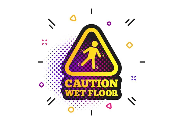 Cuidado com o piso molhado ícone. Símbolo de queda humana. Vetor — Vetor de Stock