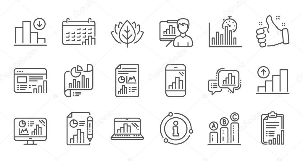 Graph line icons. Charts and graphs, Presentation and Report. Linear icon set. Vector