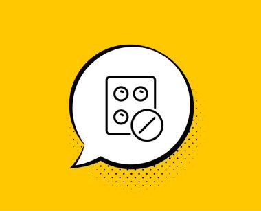 Tıbbi tablet satır simgesi. İlaç ilaçları işareti. Eczane ilaçları. Vektör