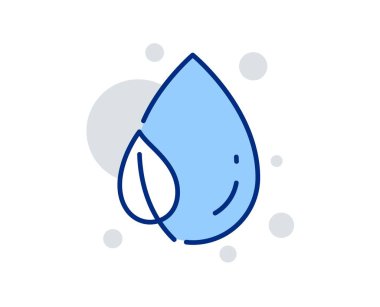 Su damla hattı simgesi ile nane yaprağı. Doğa bitki çiy işareti. Vektör