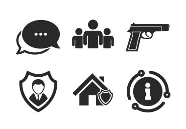 Güvenlik ajansı simgeleri. Ev kalkanı koruması. Vektör