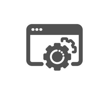 Seo dişli simgesi. Web ayarları işareti. Trafik yönetimi. Vektör