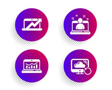 Web analitiği, Satış diyagramı ve En İyi yönetici simgeleri ayarlandı. Kurtarma bulut işareti. Vektör