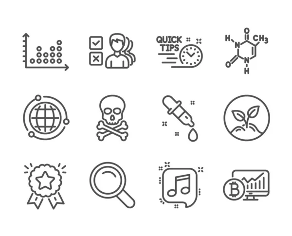 Set di icone di educazione, come grafico Bitcoin, pipetta Chimica, Suggerimenti rapidi. Vettore — Vettoriale Stock