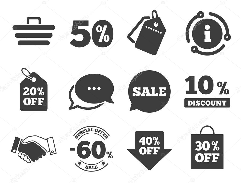Sale discounts icon. Shopping, deal signs. Vector