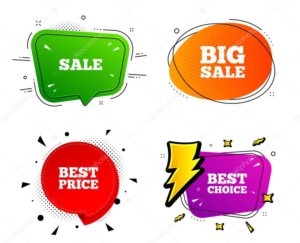 Sale icons. Best choice, price symbols. Vector