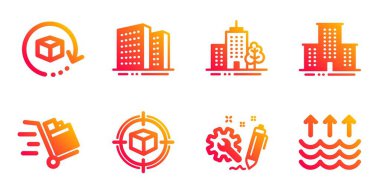 İade paketi, Binalar ve Parsel izleme simgeleri ayarlandı. Vektör