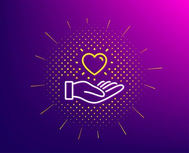 Kalp çizgisi simgesini basılı tutun. Arkadaşlar burcusever. Marka elçisi eli. Vektör