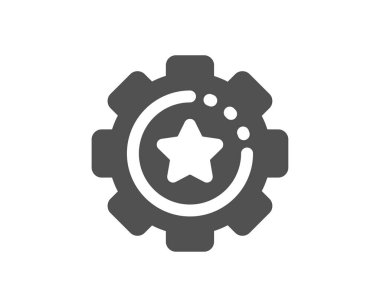 Ayarlar dişli simgesi. Yıldız işareti olan cogwheel. Çalışma süreci. Vektör