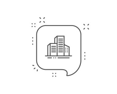 Binalar satır simgesi. Şehir mimarisi işareti. Gökdelen binası. Vektör