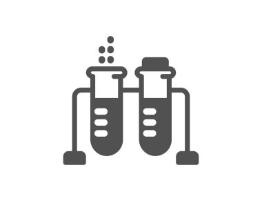 Kimya beher simgesi. Laboratuvar şişesi işareti. Analysis. Vektör