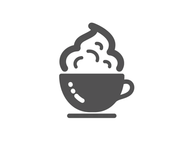 咖啡杯图标。热卡布奇诺奶油标志。茶饮料杯。向量 — 图库矢量图片