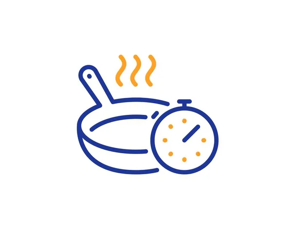 Stekpanna linje ikon. Matlagning timer tecken. Matberedning. Vektor — Stock vektor