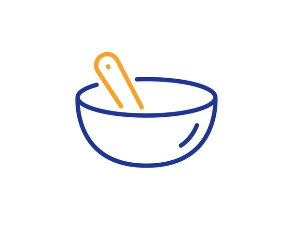 Cooking mix line icoon. Kom met lepel teken. Voedselbereiding. Vector — Stockvector