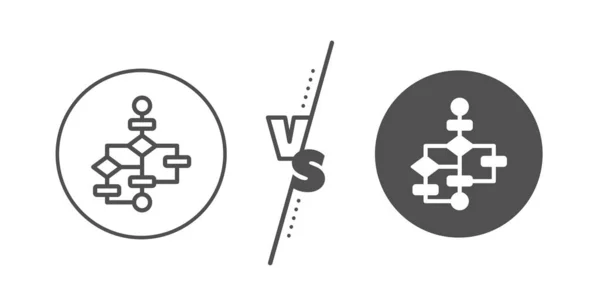 Ícone de linha de diagrama de bloco. Sinal do esquema de caminho. Vetor —  Vetores de Stock