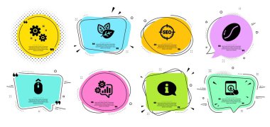 Seo, Yukarı kaydırın ve simgeleri aşağı kaydırın ayarlayın. Organik test, Bilgi ve Cogwheel işaretleri. Vektör