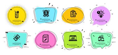 Seo cihazları, Su camı ve Zaman yönetimi simgeleri ayarlayın. Belgeyi, Çevrimiçi istatistikleri ve Bitcoin işaretlerini edin. Vektör