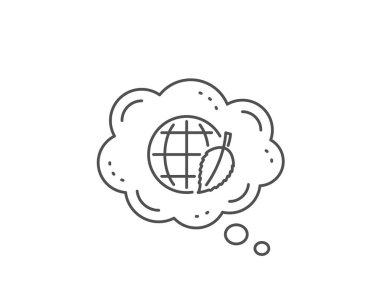 Yaprak çizgi simgesi ile Globe. Çevre günü işareti. Vektör