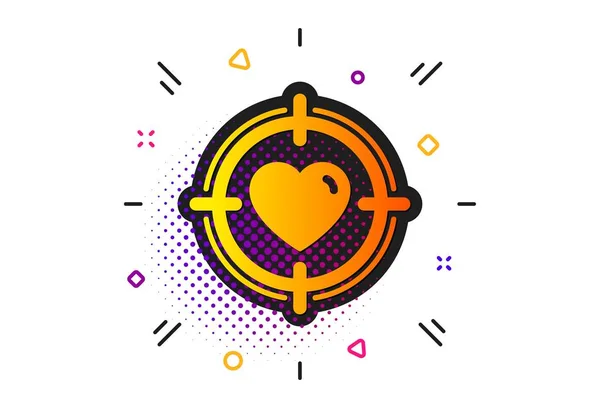 Corazón en objetivo icono de la puntería. Símbolo de amor. Vector — Vector de stock