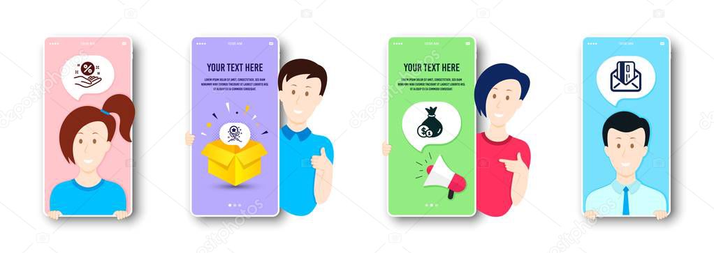 Cash, Loyalty points and Loan percent icons set. Credit card sign. Vector