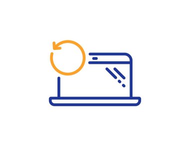 Kurtarma dizüstü satır simgesi. Yedekleme veri işareti. Akıllı telefon bilgilerini geri yükleyin. Vektör