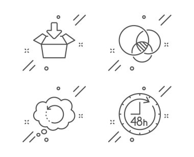Kurtarma verileri, Kutu ve Euler diyagram simgeleri ayarlayın alın. 48 saat işareti. Vektör