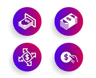 Ödeme değişimi, Atm para ve Usd döviz simgeleri ayarlayın. Ödeme işareti. Vektör