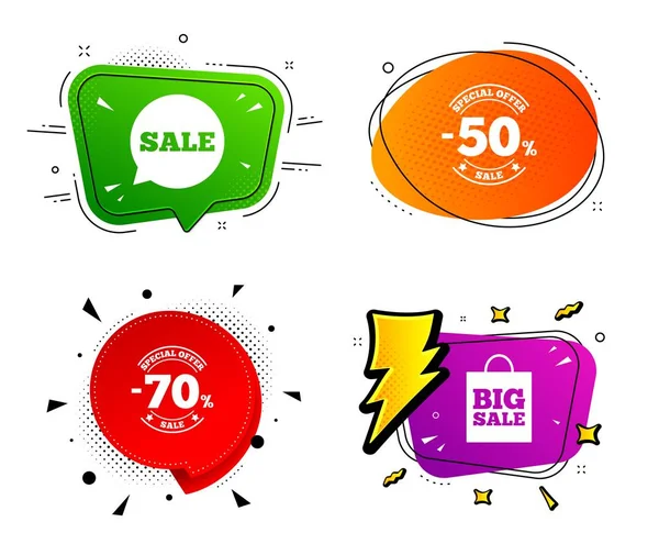 Sale speech bubble icon. Big sale shopping bag. Vector — Stock Vector