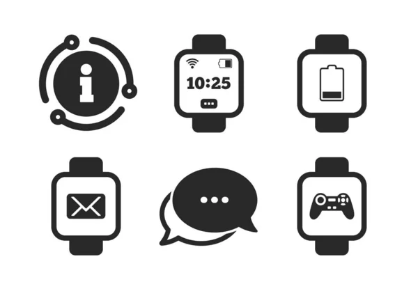 Smartwatch-Symbole. Handgelenk digitale Zeituhr. Vektor — Stockvektor