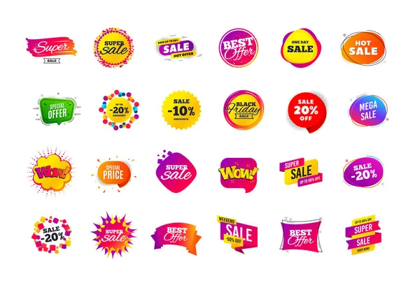 Sale banner badge. Special offer discount tags. Coupon shape templates. Best offer badge. Super discount icons. Vector — Stock Vector