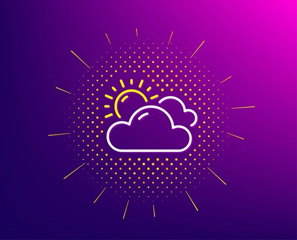 Εικονίδιο της γραμμής πρόβλεψης καιρού Sunny. Σύννεφα με ηλιακή πινακίδα. Συννεφιασμένος ουρανός. Διάνυσμα — Διανυσματικό Αρχείο