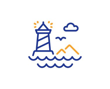 Deniz feneri simgesi. Beacon kulesi tabelası. Projektör. Vektör