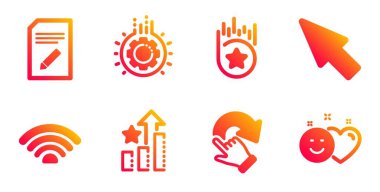 Fare imleci, Sıralama yıldızları ve belge simgelerini düzenle. Wifi, Gear ve Sadakat burcu. Vektör