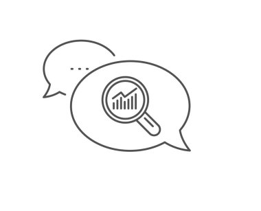 Grafik satırı simgesi. Büyüteç içinde rapor grafik işareti. Vektör