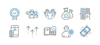 Park yeri, sadakat puanları, temassız ödeme gibi iş ikonları. Vektör