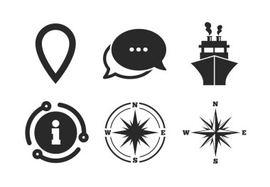 Windrose navigasyon pusulası, nakliye teslimatı. Vektör