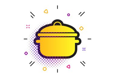 Pişirme tavası simgesi. Haşlama ya da güveç besin sembolü. Vektör