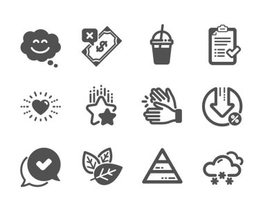 Set of Business icons, such as Snow weather, Ranking stars, Coffee cocktail. Vector clipart