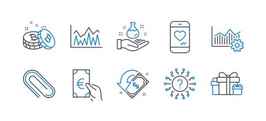 Set of Business icons, such as Bitcoin, Question mark, Love chat. Vector
