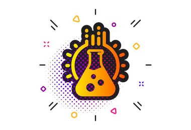 Kimya laboratuvar simgesi. Laboratuvar şişesi işareti. Analysis. Vektör