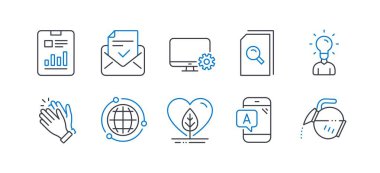 Onaylanmış posta, Arama dosyaları, Rapor belgesi gibi iş simgeleri. Vektör