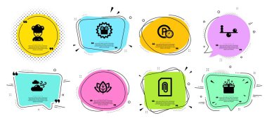 Özel teklif, park zamanı ve rüzgarlı hava ikonları seti. Eklenti, Denge ve Organik testler. Vektör