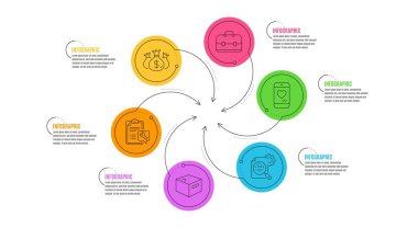 Spanner, Love sohbet ve Portföy simgeleri ayarlayın. Yatırımı, Seo istatistiklerini ve Office kutu işaretlerini kontrol edin. Vektör
