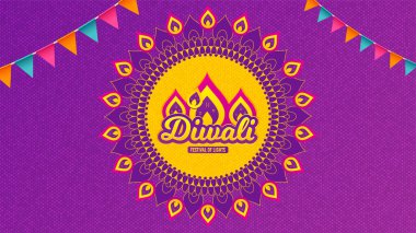 Diwali festivali tebrik kartı. Hindu şenlikli modern arka plan. Hint Rangoli sanat konsepti. Vektör