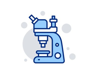 Mikroskop çizgi simgesi. Kimya laboratuar tabelası. Analysis. Vektör