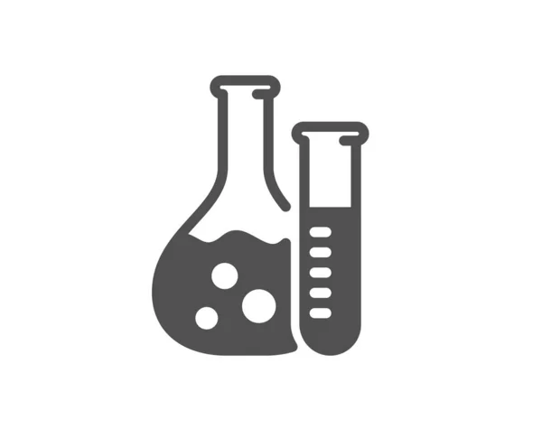 Kimya laboratuvar simgesi. Laboratuvar şişesi işareti. Analysis. Vektör — Stok Vektör