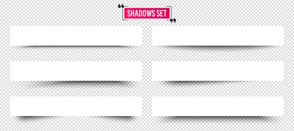 Banner shadows set. Page dividers on transparent background. Realistic shadow template. Vector — Stock Vector