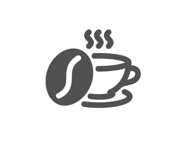 咖啡杯与咖啡豆图标。热卡布奇诺标志。茶饮料杯。向量 — 图库矢量图片